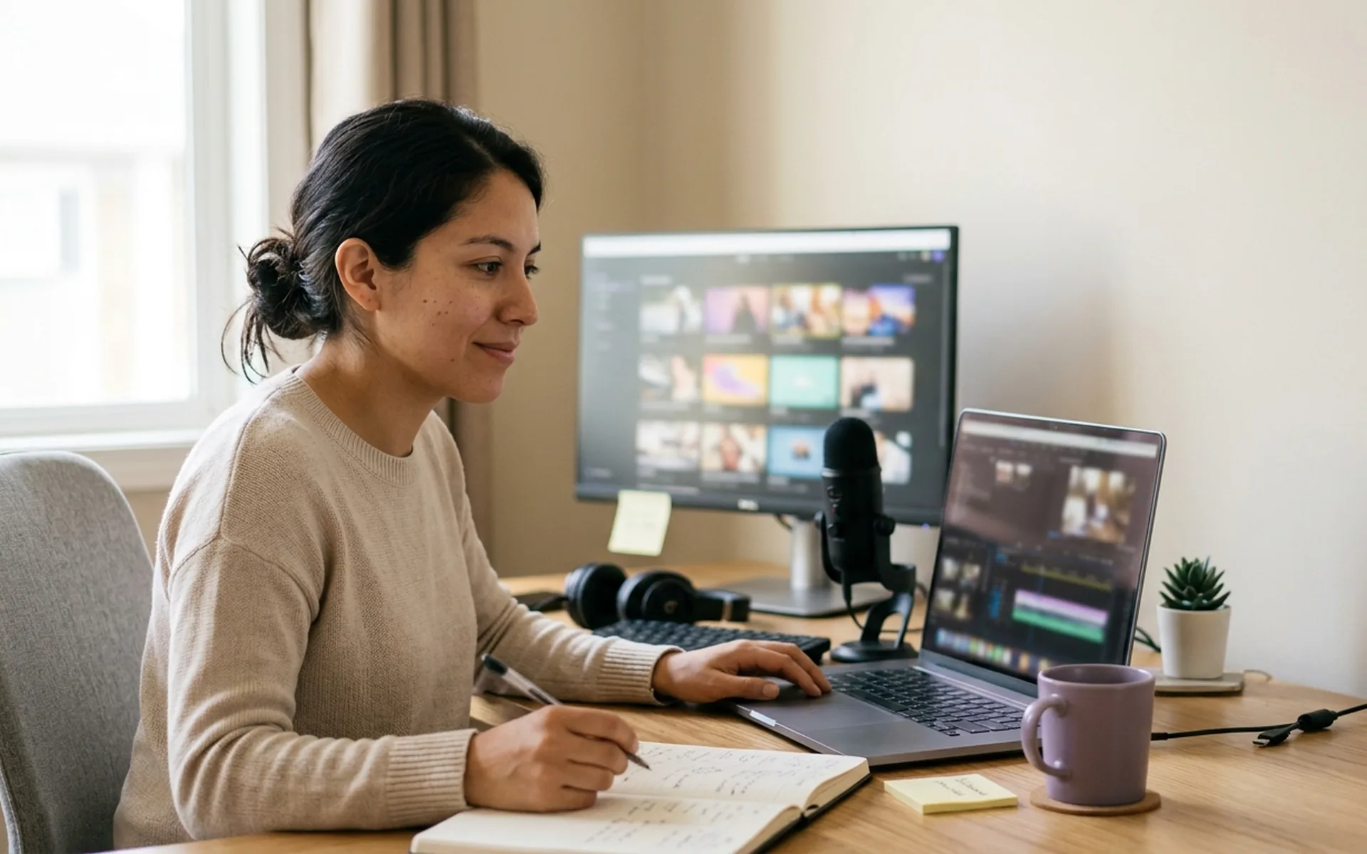 AI content creator virtual assistant producing videos and images with AI tools