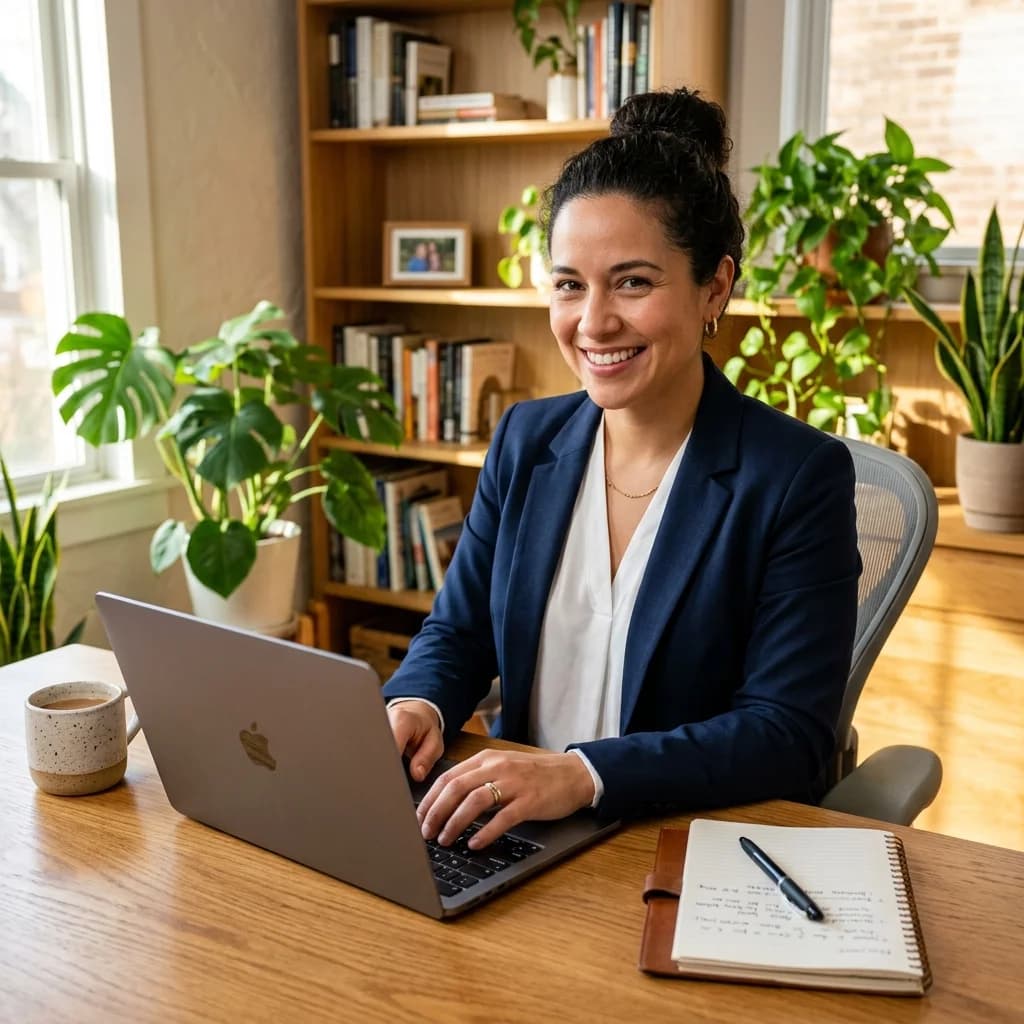 Remote professional working on a laptop